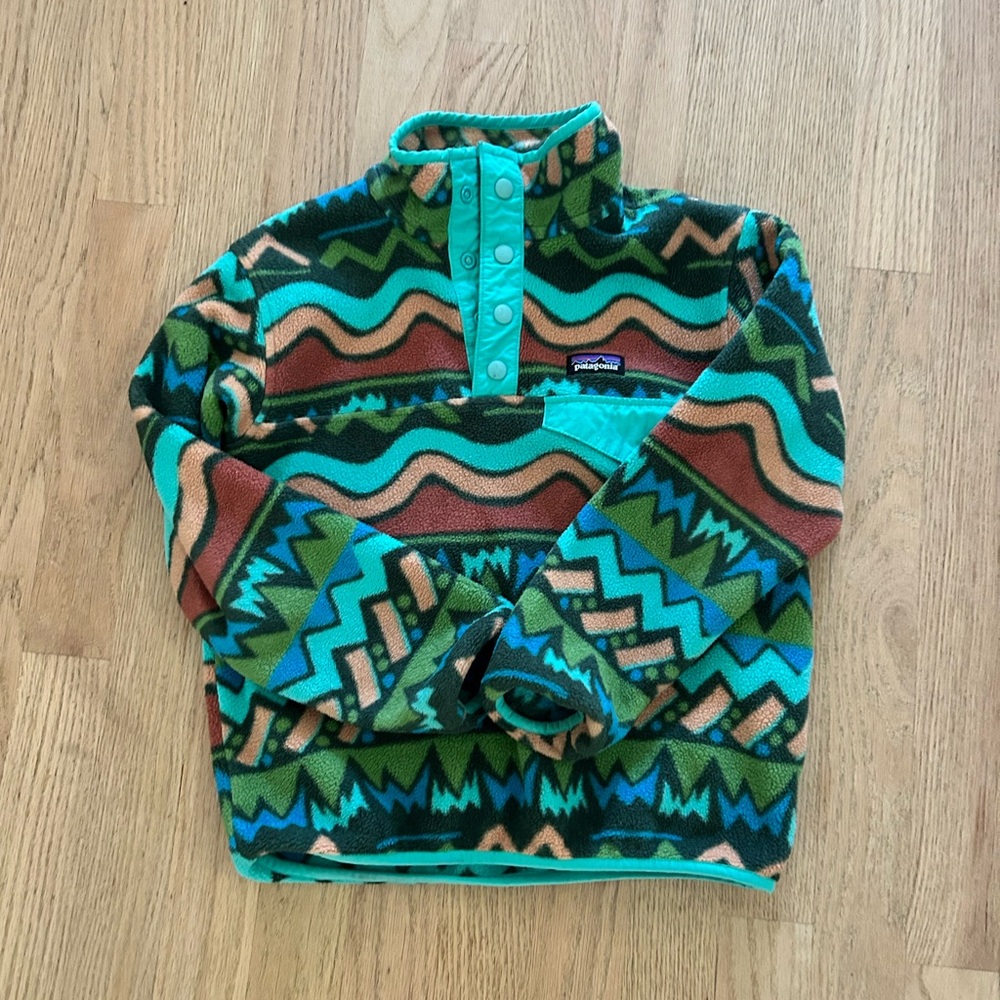 Patagonia Kids Synchilla Teal and Peach Fleece